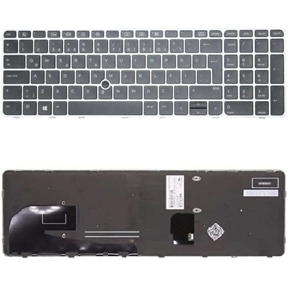 Hp ZBook 15u G4 Mobile Workstation Uyumlu Klavye Tuş Takımı Tuş Seti Gri Türkçe
