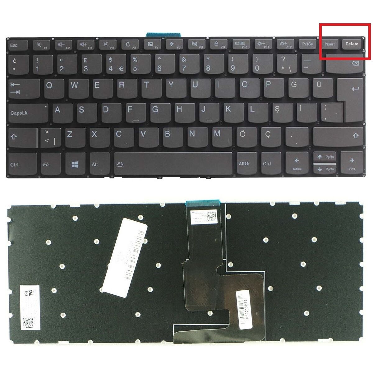 Lenovo V330-14IGM Klavye Gri Tuş Takımı Tuş Seti Türkçe