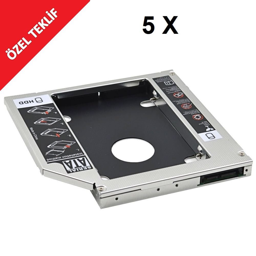 5 Adet 9.5mm Hdd ve Ssd Çevirici Kızak HDD Caddy