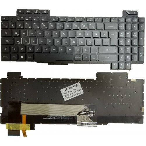 Asus GL703G, GL703GE, GL703GM, GL703GS Uyumlu Klavye Tuş Takımı Tuş Seti Led Işıklı Siyah Türkçe