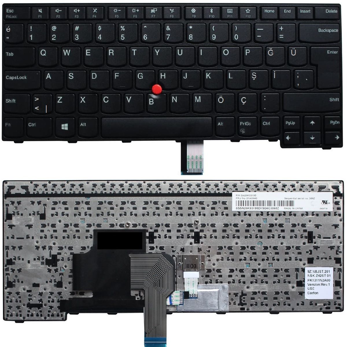 Lenovo Kenobi-US, Kenobi-TR, SN5356 Uyumlu Klavye Tuş Takımı Tuş Seti Siyah Türkçe