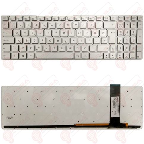 Asus N56VZ-S4400D, N56VZ-S4401H, N56VZ-S4402H Klavye Tuş Takımı Tuş Seti Led Işıklı Gümüş Türkçe