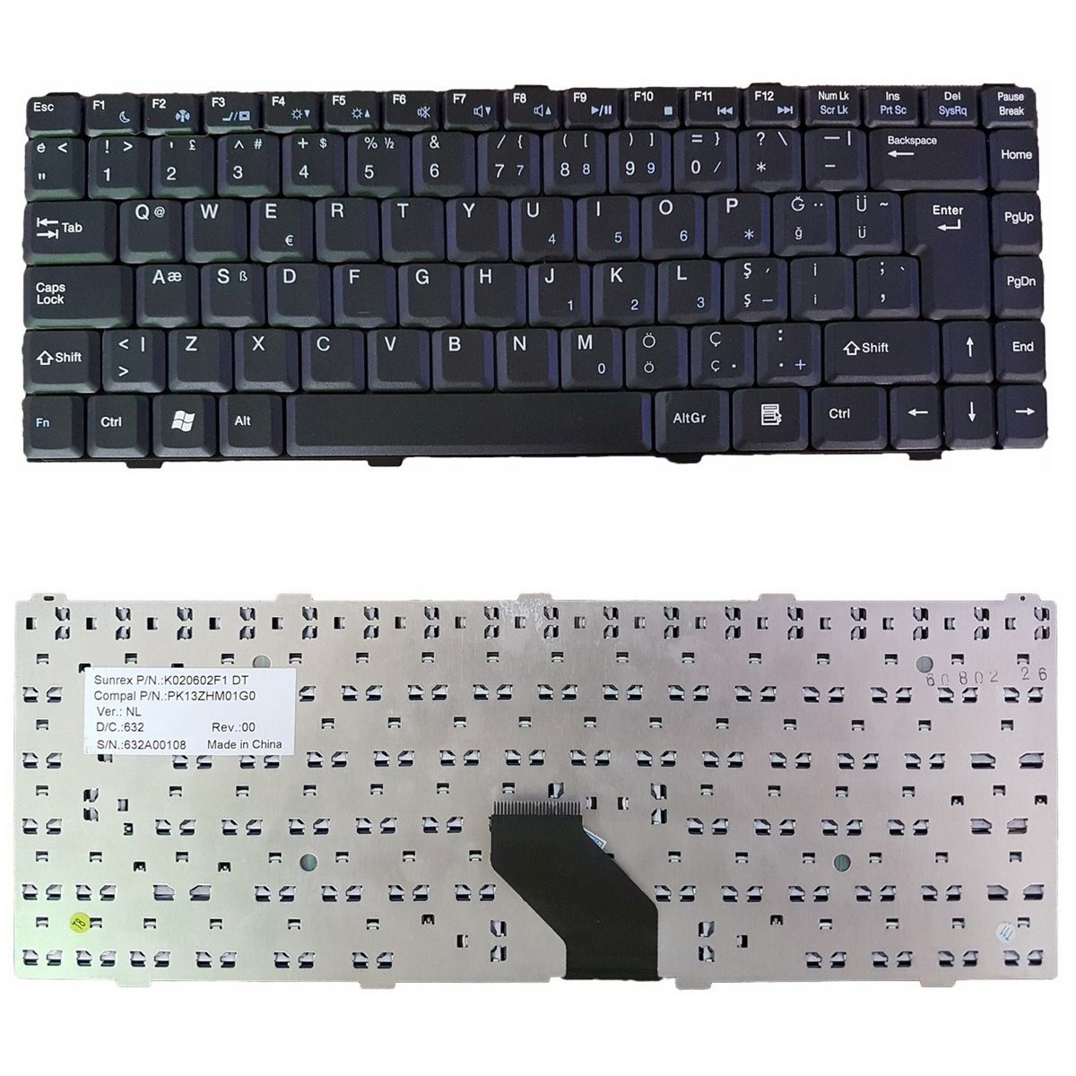 Arçelik ANB 586 MT, ANB 586 A1 MT, ANB 586 A2 MT Klavye Tuş Takımı Tuş Seti Siyah Türkçe