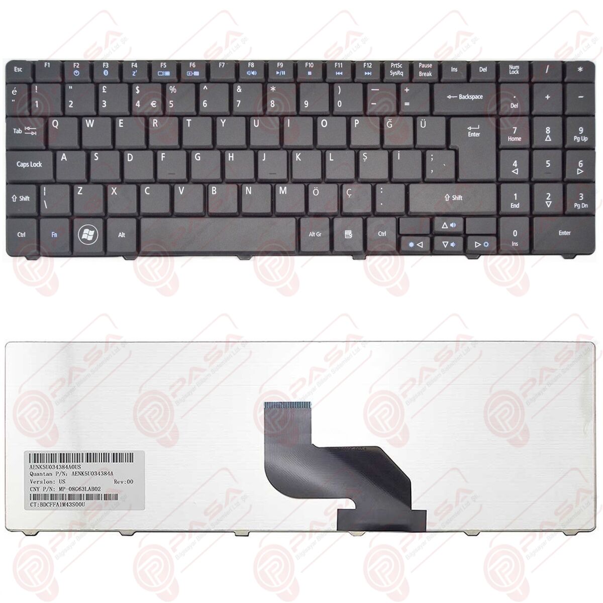 eMachines E430, E527, E627, E628, E630, E727 Klavye Tuş Takımı Tuş Seti Siyah Türkçe