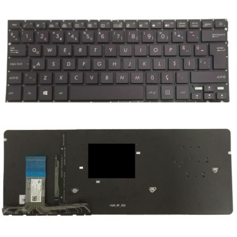Asus UX330U, UX330UA, UX330UAK Uyumlu Klavye Tuş Takımı Tuş Seti Led Işıklı Siyah Türkçe