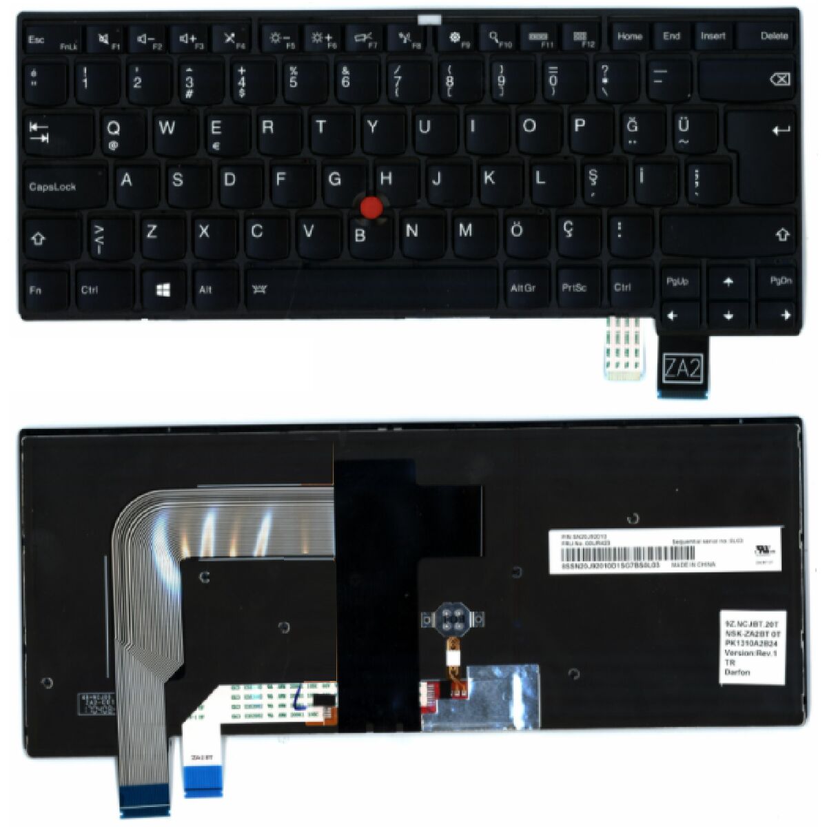 Lenovo ThinkPad 13 Gen1, 20GJ, 20GK Uyumlu Klavye Tuş Takımı Tuş Seti Siyah Türkçe