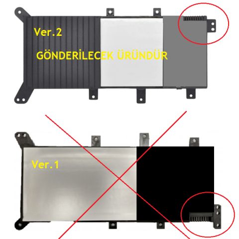 Nion Asus X555YI-XO103T, X555YI-XO137DC, X555YI-XO137T, X555YI-XO138T Uyumlu Ver.2 Batarya Pil
