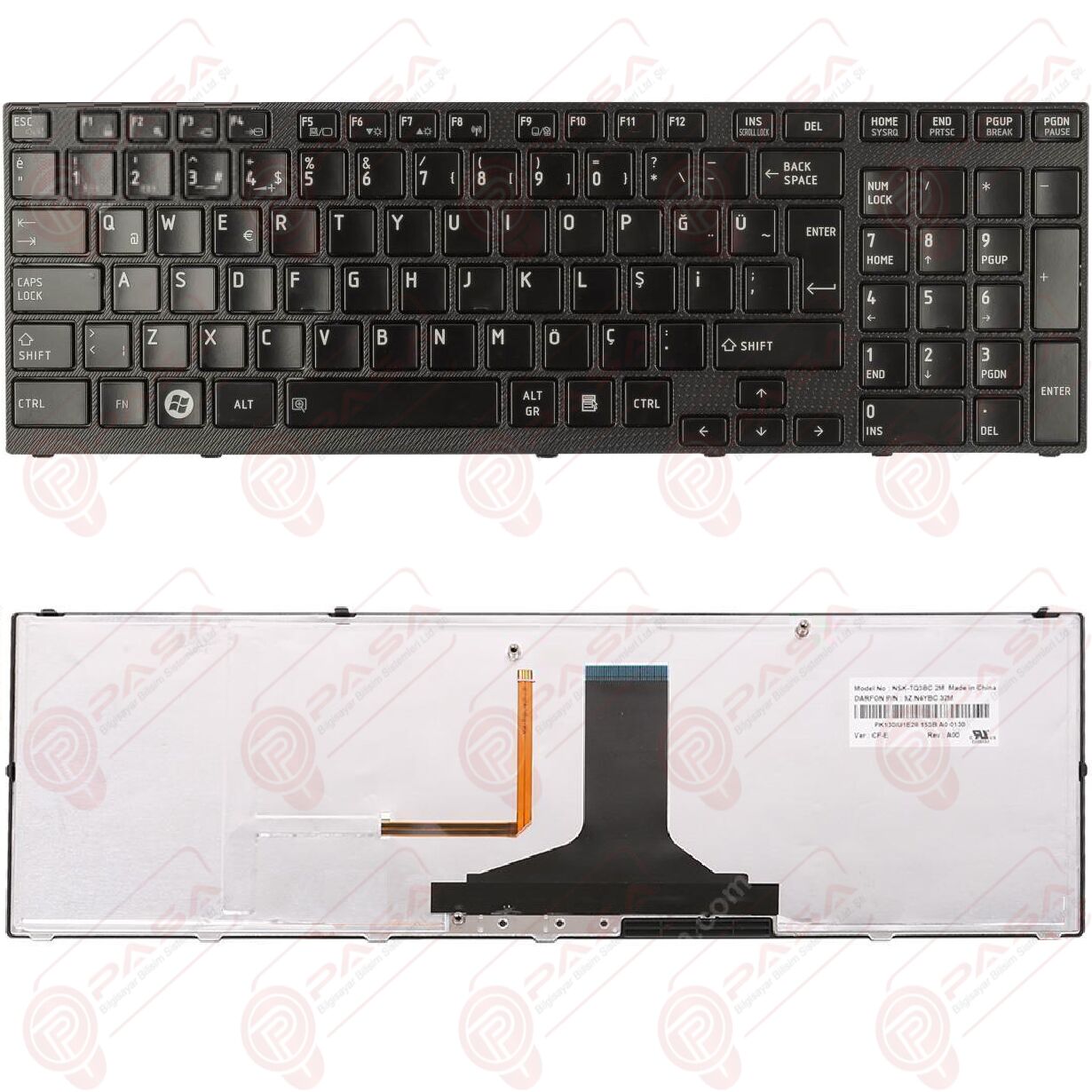 Toshiba Satellite P750, P750D, P755, P755D Klavye Işıklı Siyah TR