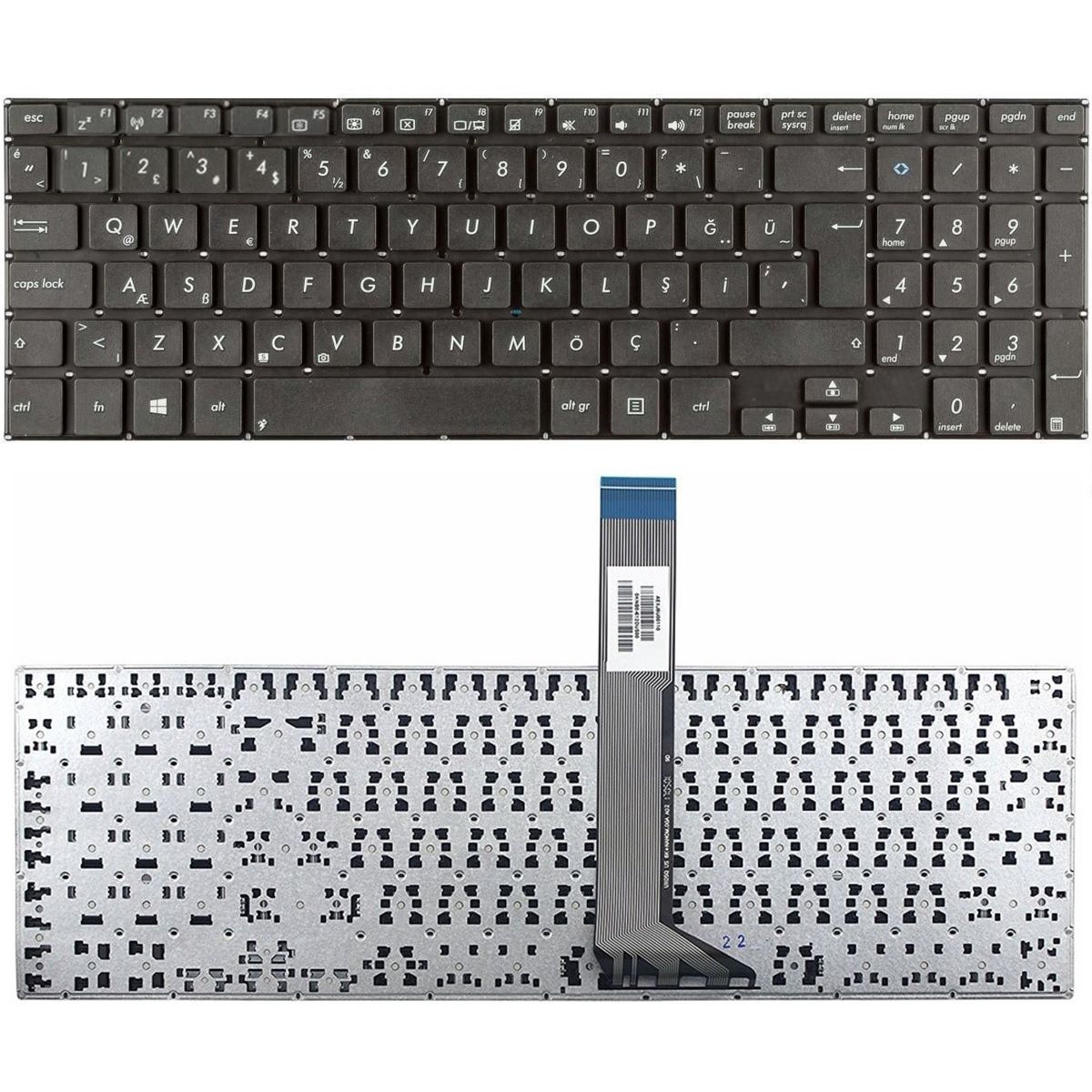 Asus K551LB-XX212D, K551LB-XX213D, K551LN-XO198H Klavye Tuş Takımı Tuş Seti Siyah Türkçe