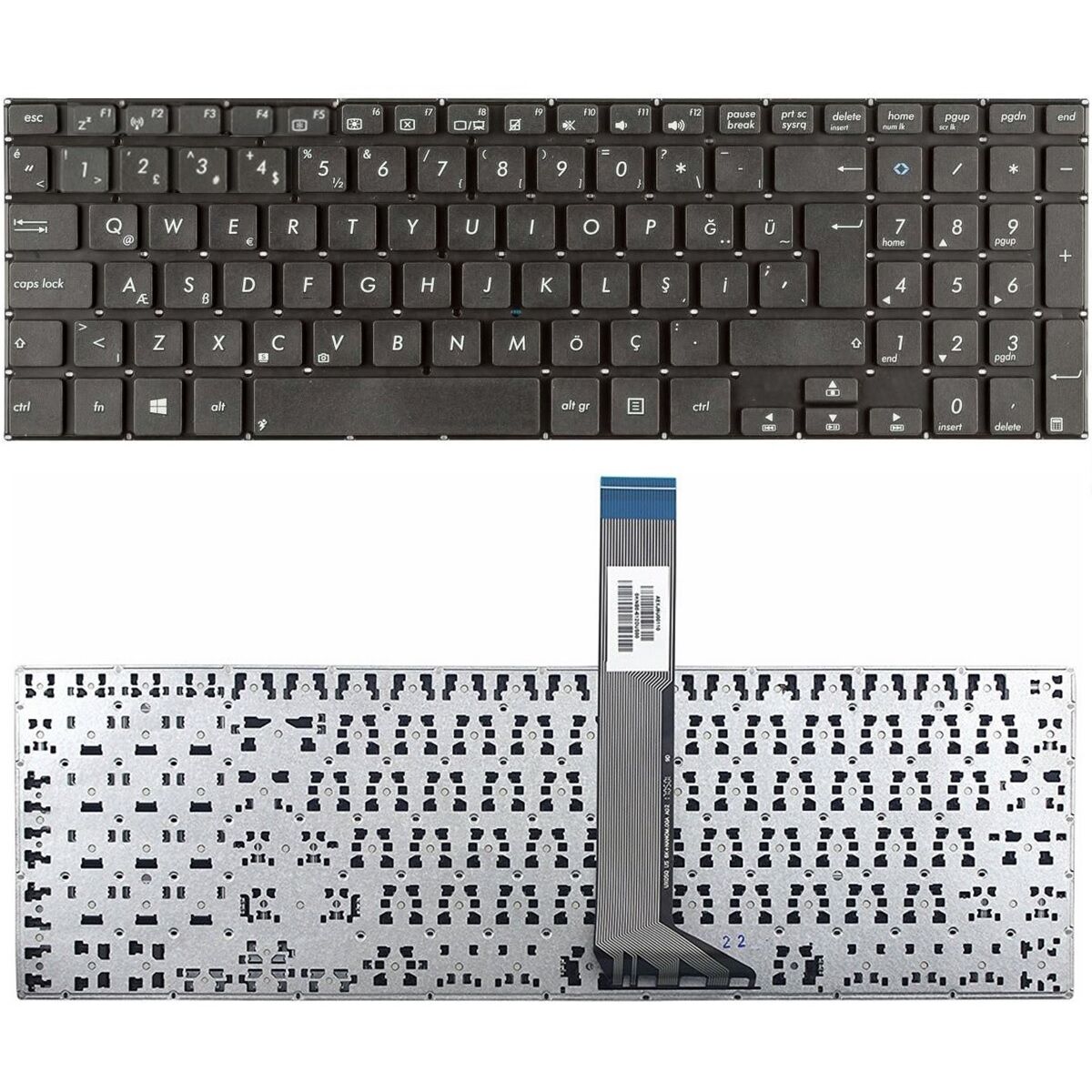 Asus R551L, R551LA, R551LB, R553L, R553LA, R553LN Klavye Tuş Takımı Tuş Seti Siyah Türkçe