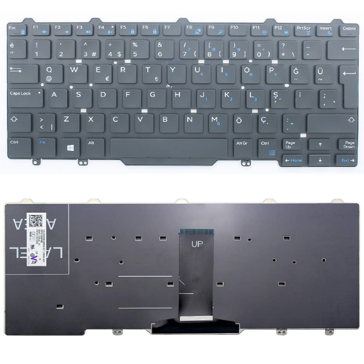 Dell Latitude E7480, E7490 Klavye VER.1 Foto Kontrol Ediniz Tuş Takımı Tuş Seti Siyah TR
