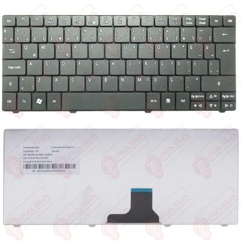 Acer Aspire One 752, AO752, 752h, AO752h Klavye Tuş Takımı Tuş Seti Siyah Türkçe