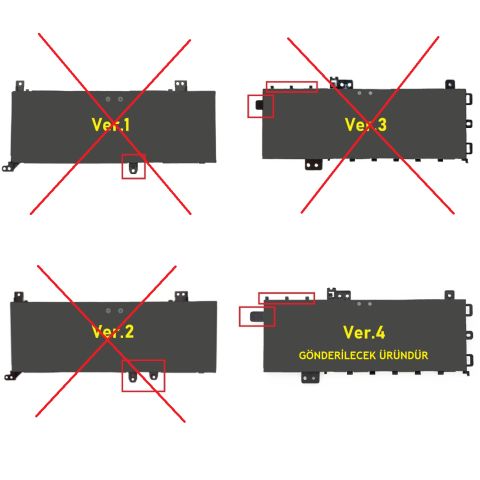 Nion Asus P1504, P1504D, P1504DA, P1504DK Uyumlu Ver.4 Batarya Pil