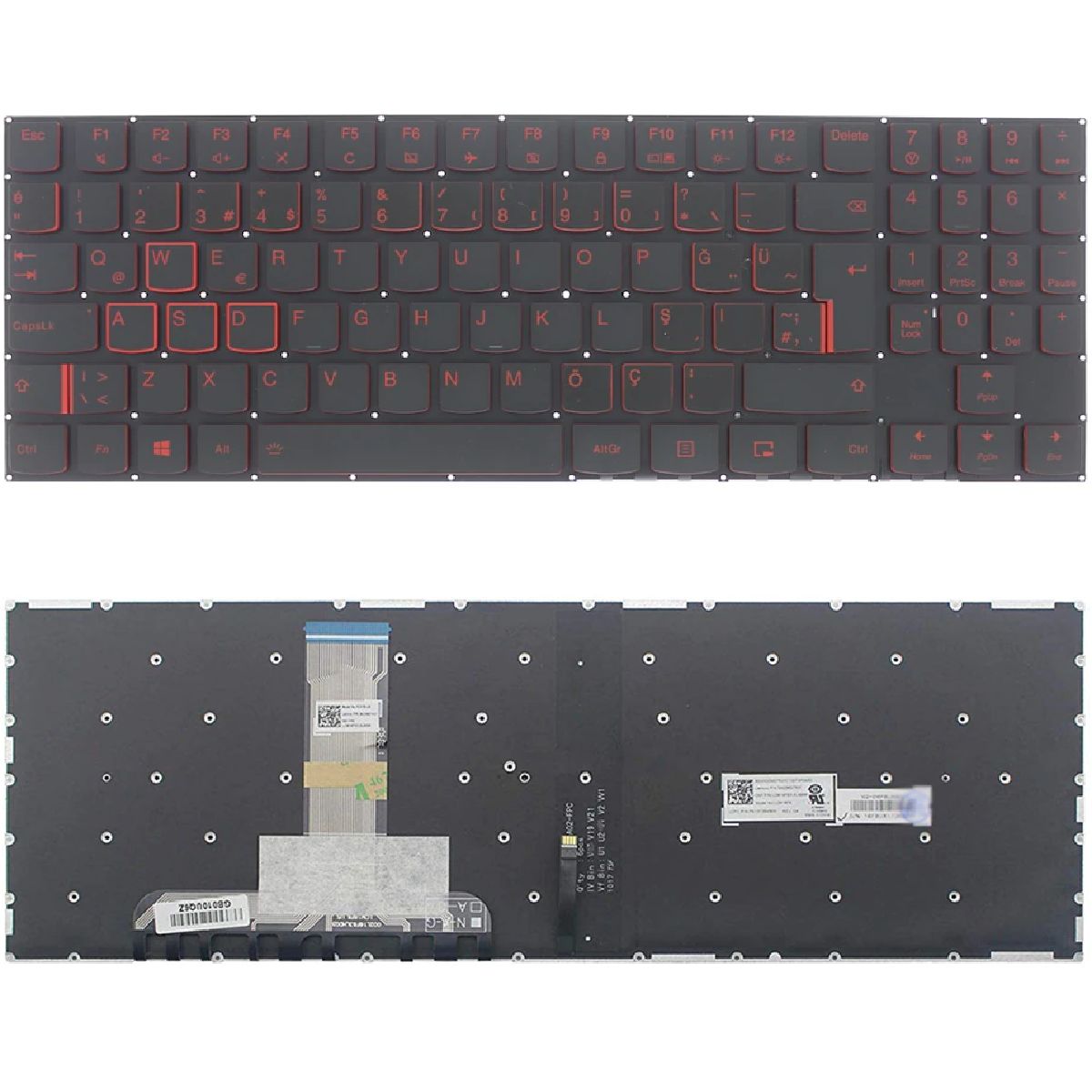 Lenovo V160420CK1, V160420CS1 Uyumlu Klavye Işıklı Kırmızı Tuş Takımı Tuş Seti Türkçe