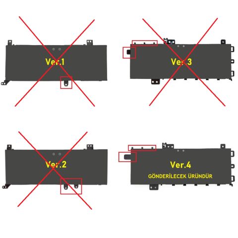 Nion Asus X512D, X512DA, X512DK, X512F, X512FB, X512U, X512UF Uyumlu Ver.4 Batarya Pil