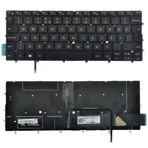 Dell 3CM18, 03CM18, 82FHM, 082FHM, FXCRT, 0FXCRT Uyumlu Klavye Tuş Takımı Tuş Seti Işıklı Siyah TR