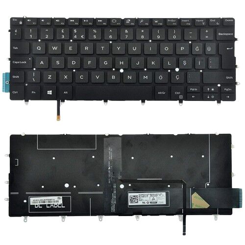 Dell XPS 9370, 13 9370, 13-9370, P82G Uyumlu Klavye Tuş Takımı Tuş Seti Led Işıklı Siyah Türkçe