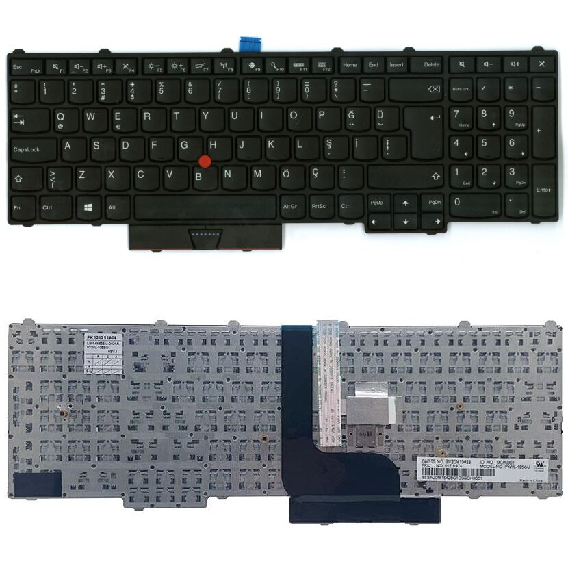 Lenovo ThinkPad P50, 20EN, 20EQ Uyumlu Klavye Tuş Takımı Tuş Seti Siyah Türkçe