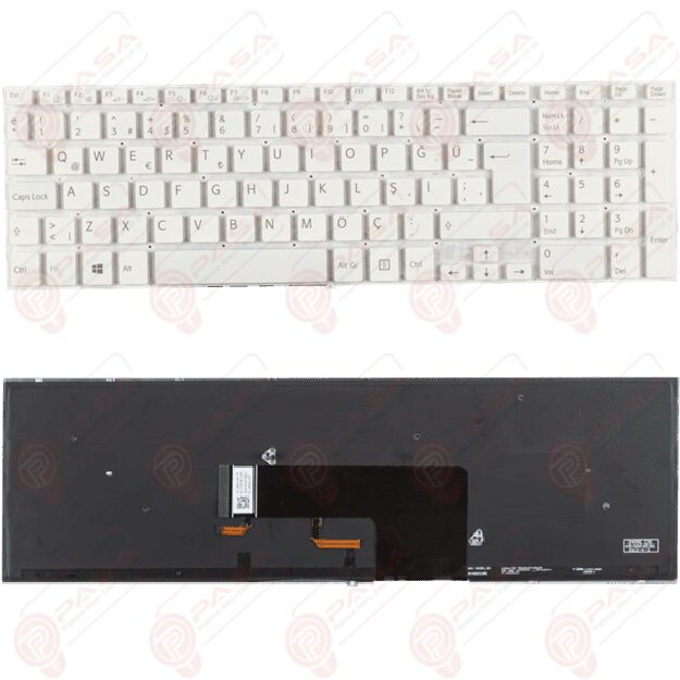 Sony Vaio SVF152A29W, SVF152AW Klavye Led Işıklı Beyaz TR