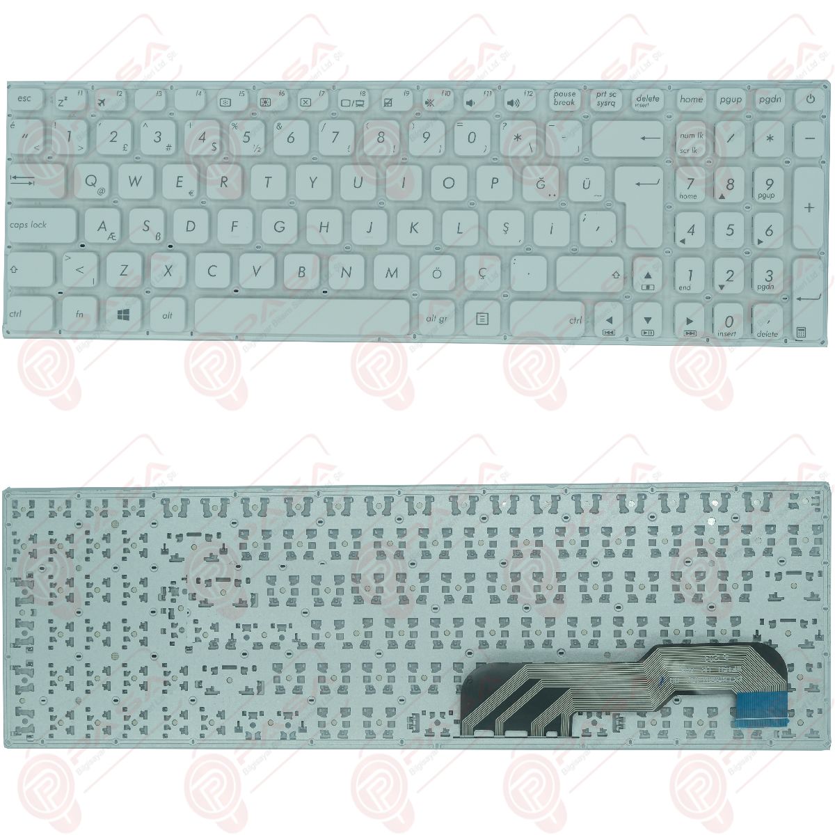 Asus K541U, K541UA, K541UJ, K541UV Klavye Beyaz Tuş Takımı Tuş Seti Türkçe