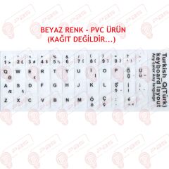 Notebook Klavyesi için Türkçe Klavye Etiketi Beyaz Renk Türkçe Q, Sticker