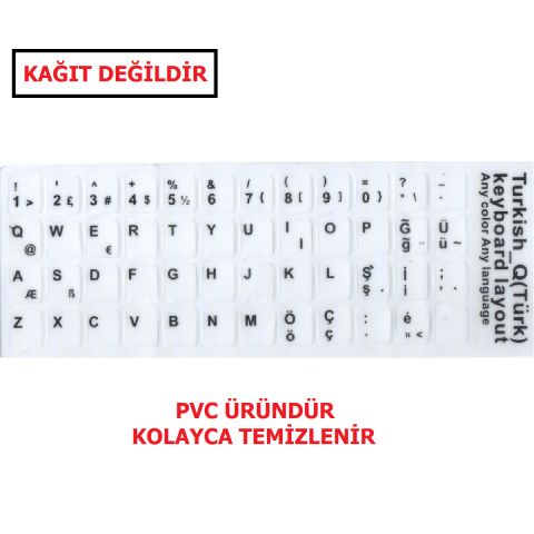 Yabancı Dil Klavye için Türkçe Sticker Klavye Sticker Q Beyaz