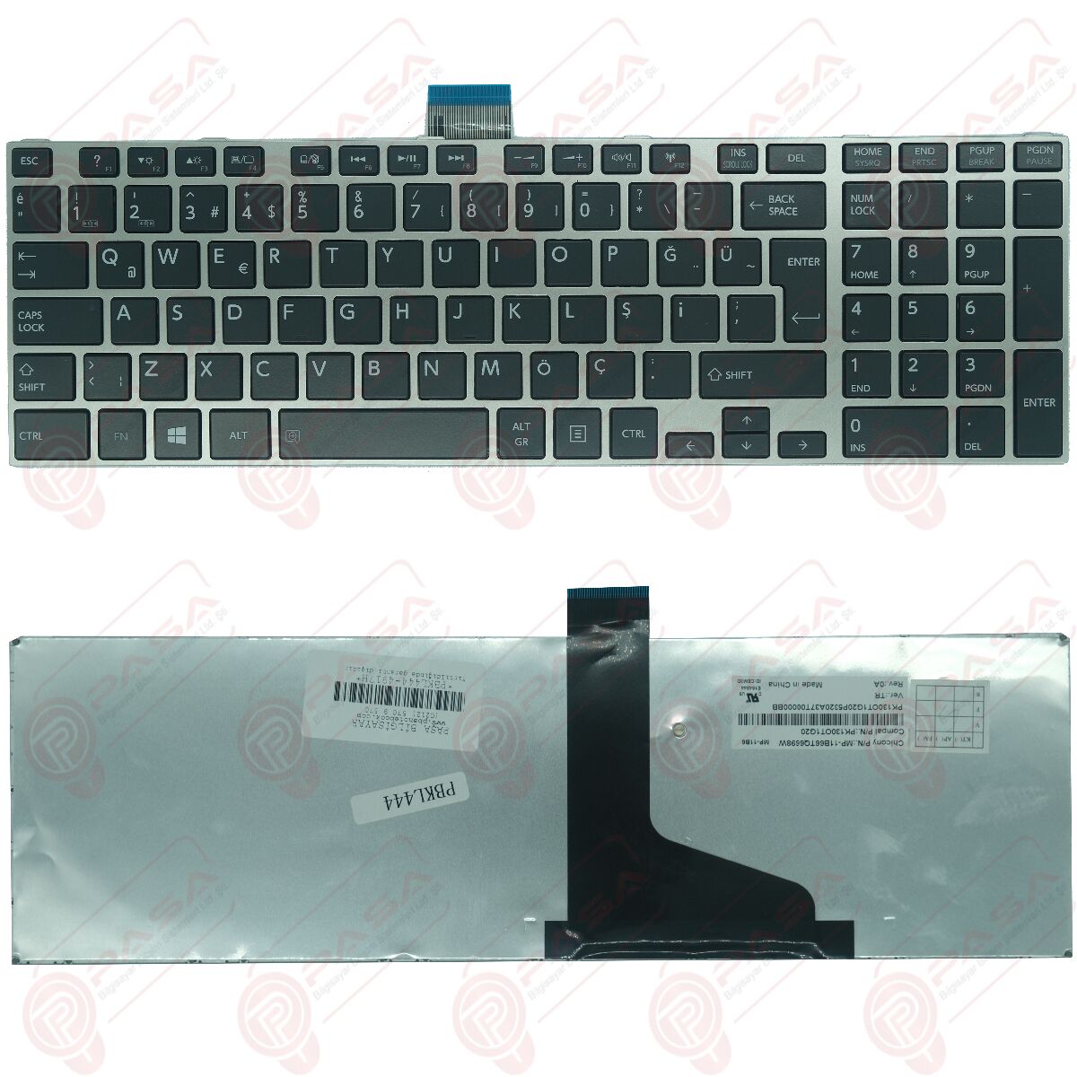 Toshiba Satellite C855-19V, C855-19W Klavye Tuş Takımı Gri TR