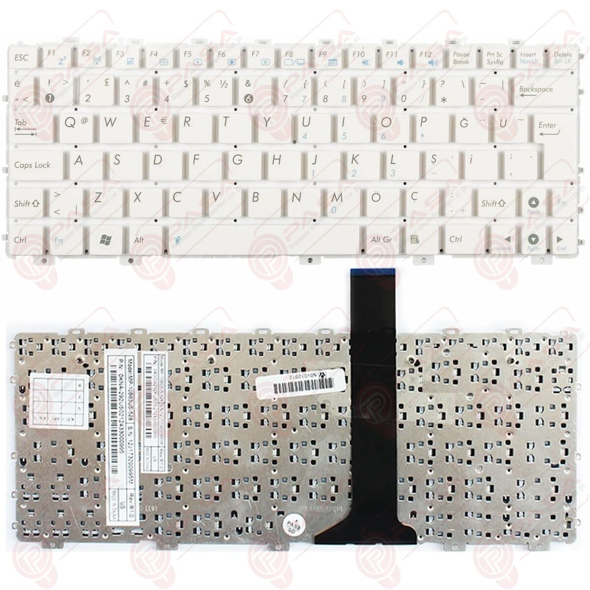Asus 04GOA291KTU00-1, 04GOA291KTU00-2 Klavye Tuş Takımı Beyaz TR Q