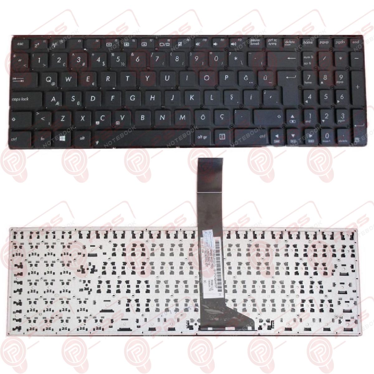 Asus X552, X552C, X552CA, X552CC, X552CL, X552D, X552DP Klavye Tuş Takımı Tuş Seti Siyah Türkçe