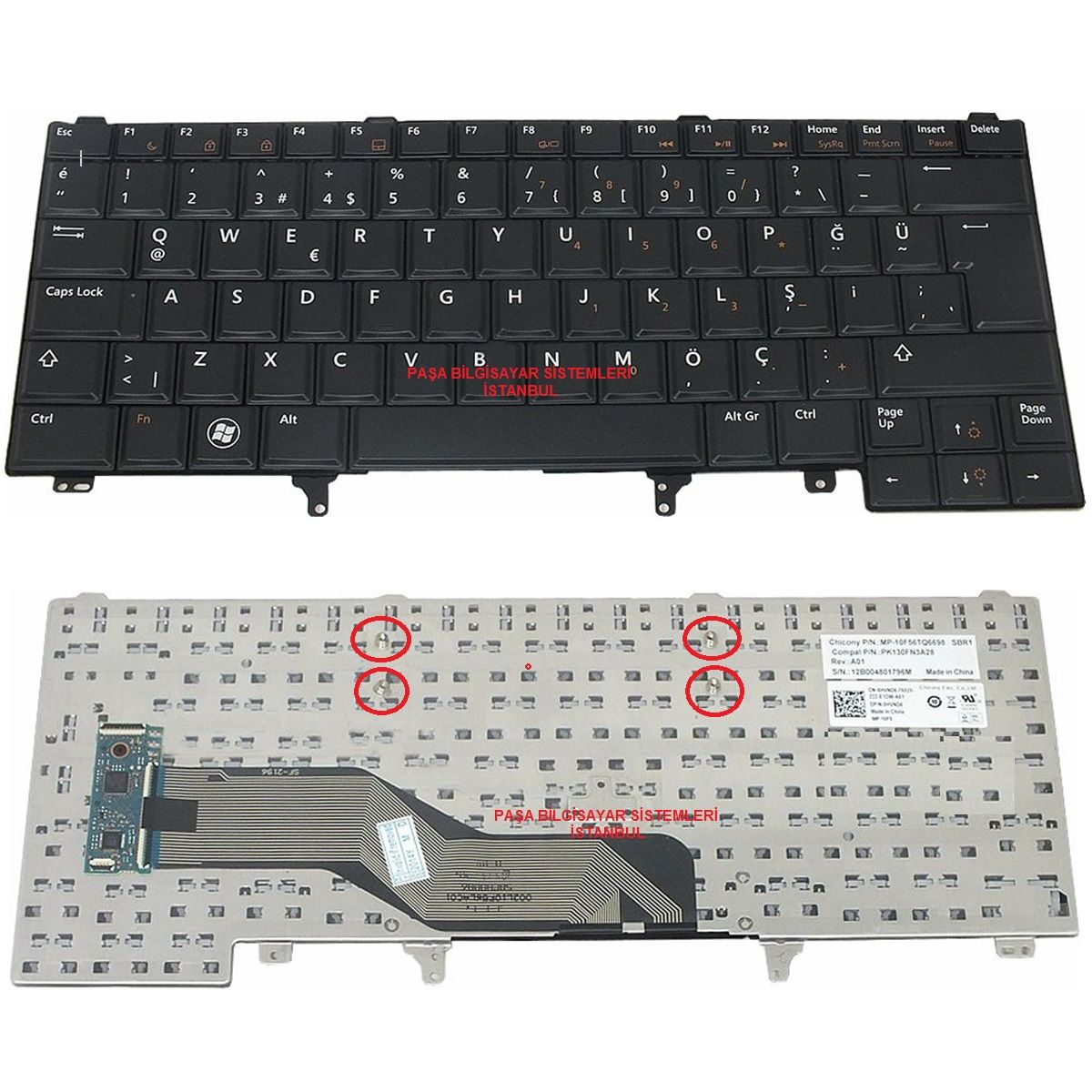 Dell PK130FN1A05, PK130FN1A12 Klavye Tuş Takımı Tuş Seti Siyah Türkçe