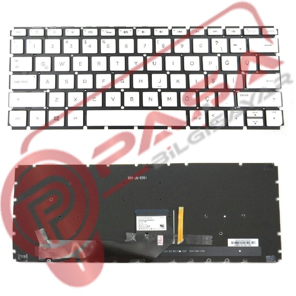 Hp Envy 13-D, 13-D000NT, 13-D001NT, 13-D100NT, 13-D101NT Klavye Tuş Takımı Led Işıklı Gri Türkçe