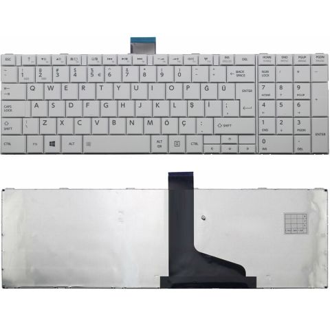 Toshiba Satellite C855-1T2, C855-1T3 Klavye Beyaz Tuş Takımı TR Q