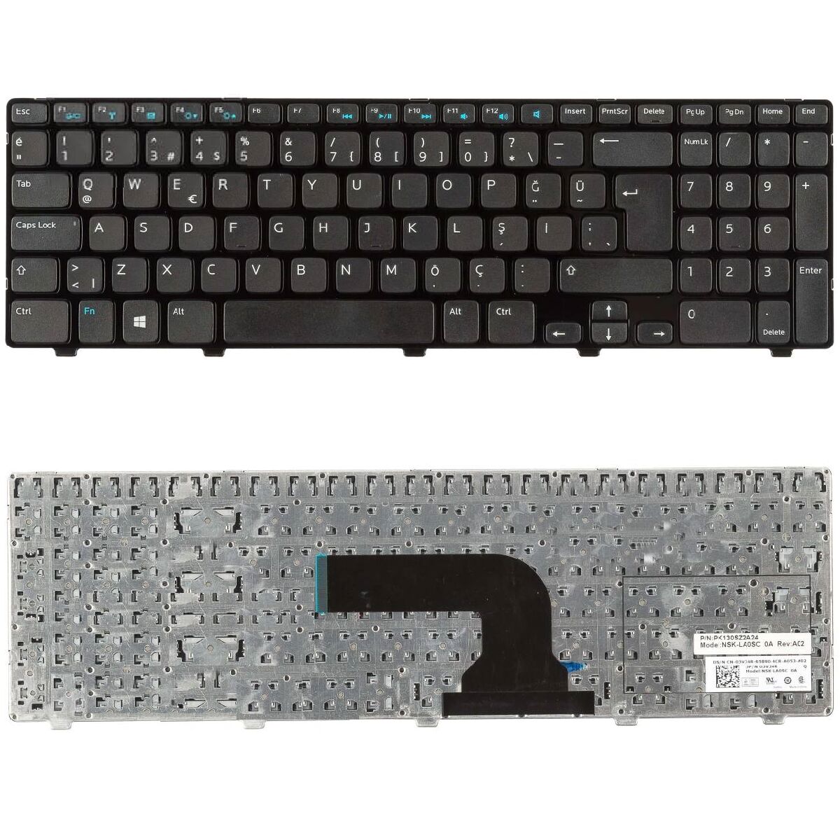 Dell inspiron 5537, 15R-5537 Klavye Tuş Takımı Tuş Seti Siyah Türkçe