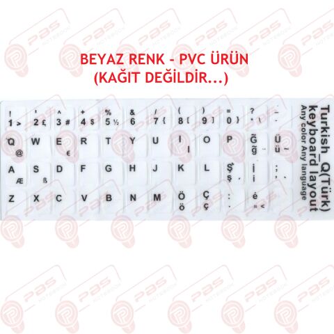 Türkçe Klavye Sticker Beyaz Q Sticker
