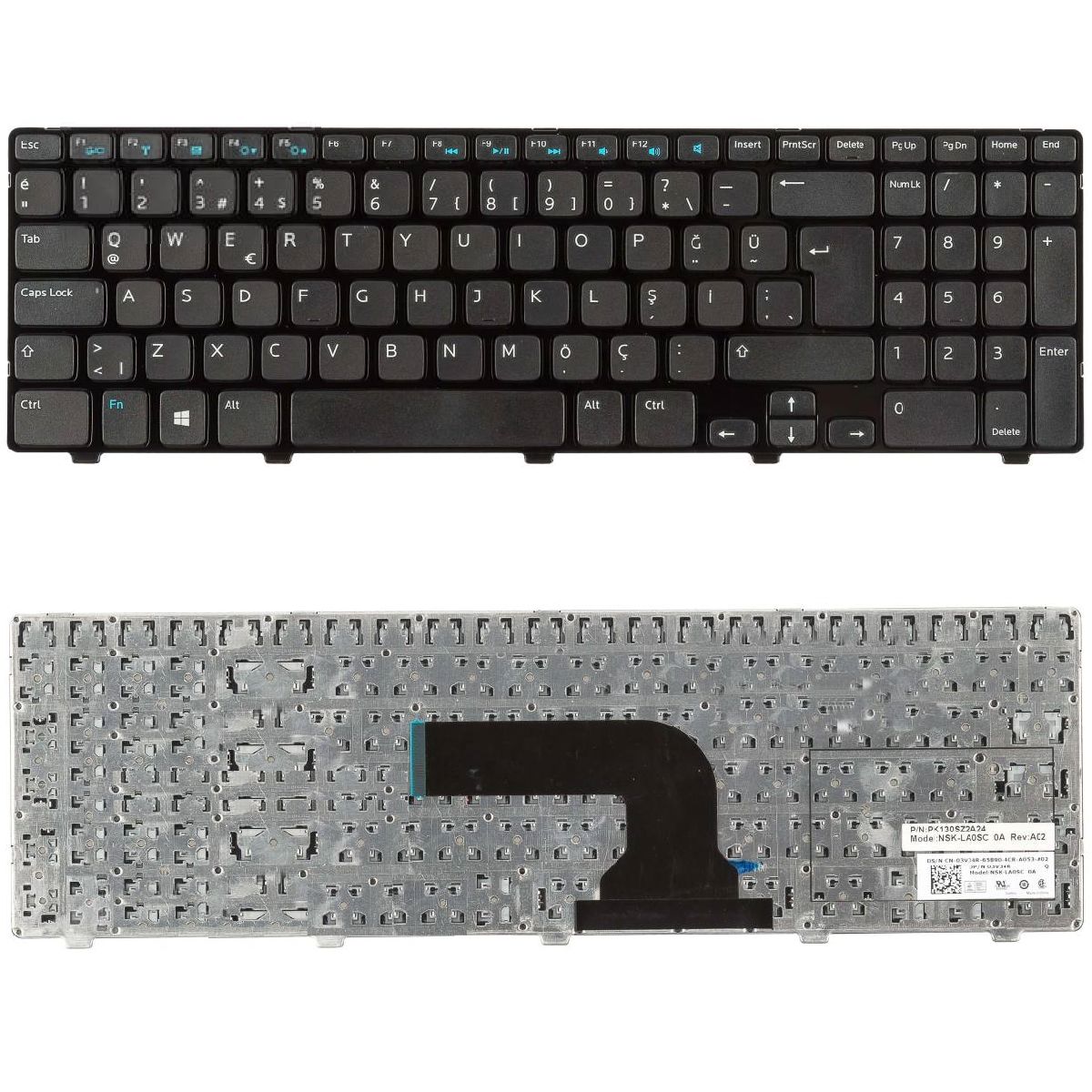 Dell PK130SZ1A00, PK130SZ1A22 Klavye Tuş Takımı Tuş Seti Siyah Türkçe