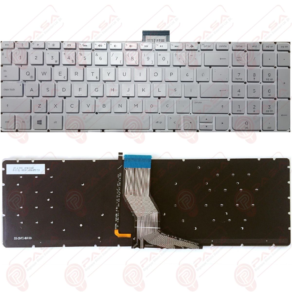 Hp Pavilion 15-BK100NT, 15-BK101NT Klavye Tuş Takımı Tuş Seti Led Işıklı Gri Türkçe