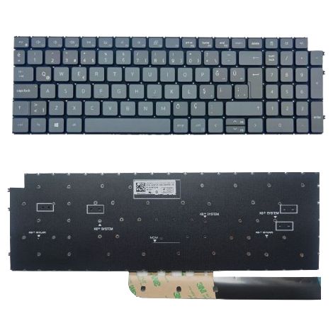 Dell Vostro 3510, 15 3510, 15-3510, P112F, P112F001, P112F002 Uyumlu Klavye Gri Tuş Takımı Seti TR