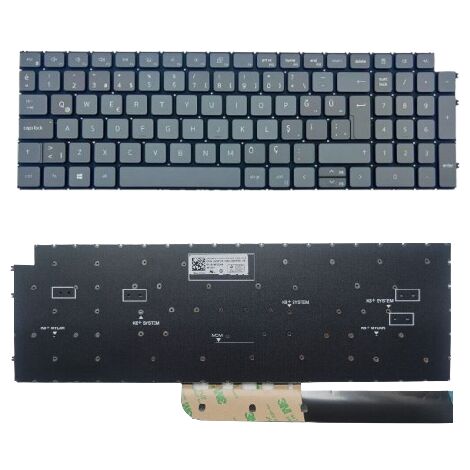 Dell Vostro 3520, 15 3520, 15-3520, P112F, P112F001, P112F002 Uyumlu Klavye Gri Tuş Takımı Seti TR