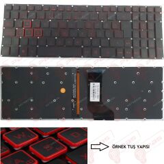 Acer Nitro 5 AN515-31, AN515-51, N17C1 Uyumlu Klavye Kırmızı Tuş Takımı Led Işıklı Tuş Seti Türkçe