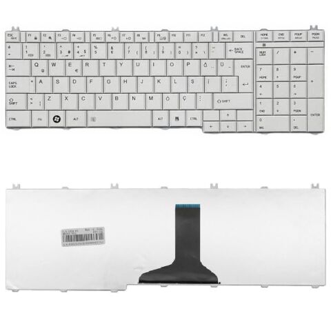 Toshiba Satellite Pro C650-19F, C650-1CD, C650-1D4, C650-1E6 Klavye Beyaz Tuş Takımı Tuş Seti Türkçe