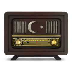 Nostaljik  Radyo (Şarjlı Pil+Adaptörlü) Ayyıldız Model Kahverengi