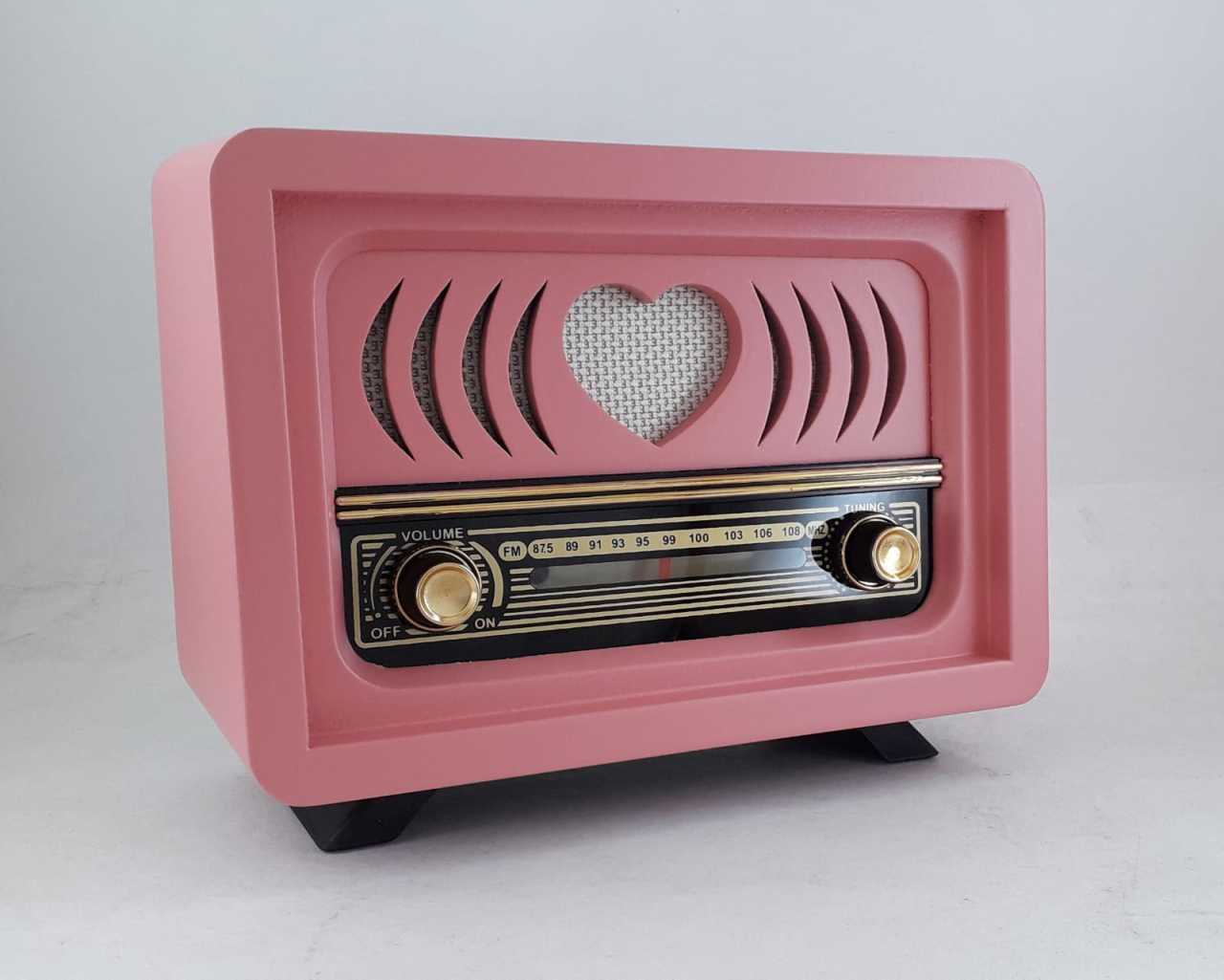 Nostaljik  Radyo (Şarjlı Pil+Adaptörlü) Aşiyan 1 Pembe