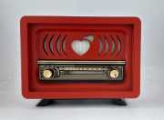 Nostaljik  (Şarjlı Pil+Adaptörlü) Radyo Aşiyan 2 Kırmızı