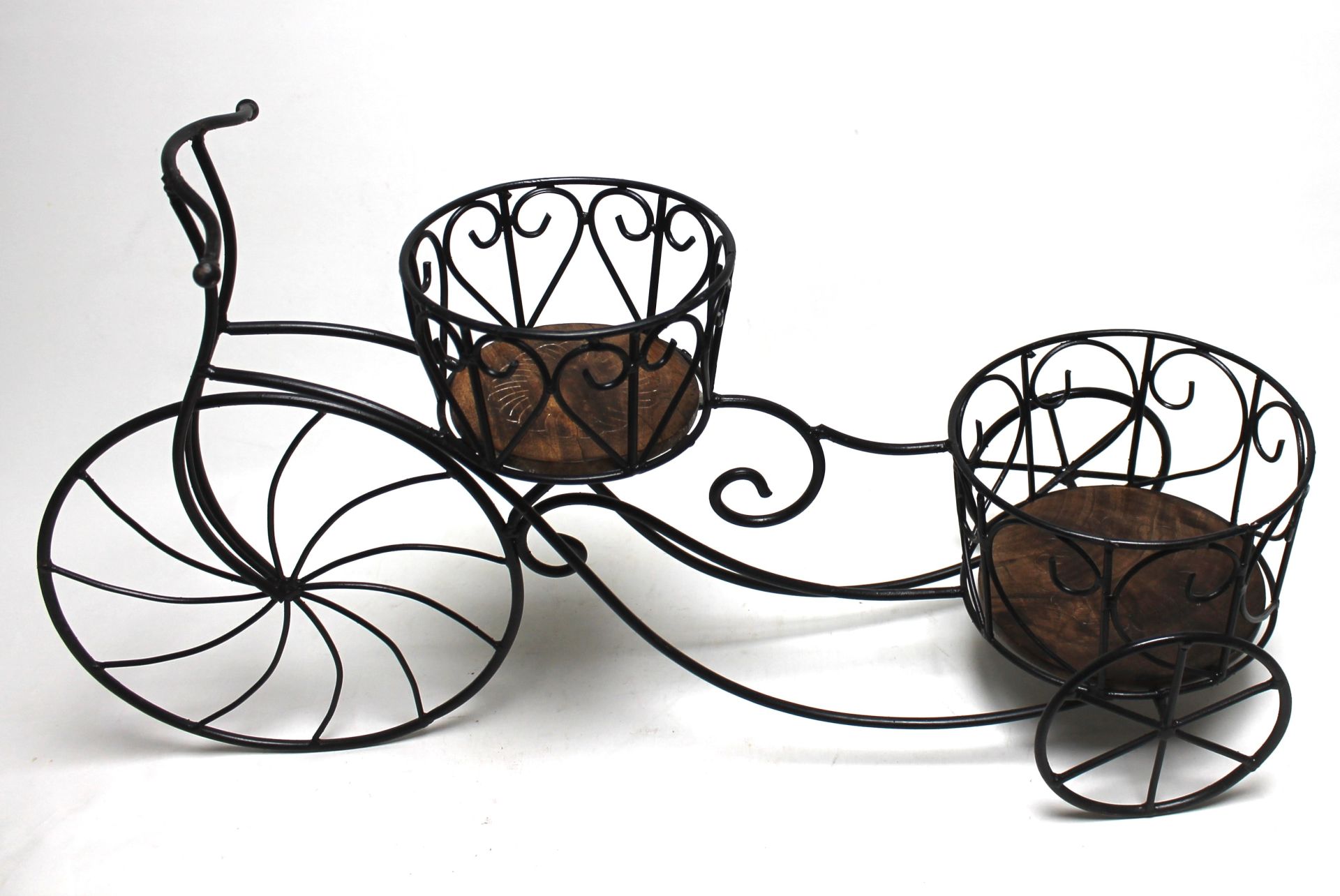 Eskitme Ahşap Ferforje Bisiklet Çiçeklik  Saksılık 81x23x45 cm.