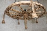 Otantik Çarşı Ahşap Halatlı Teker Avize 100 cm. 6'lı Serbest Sarkıtlı