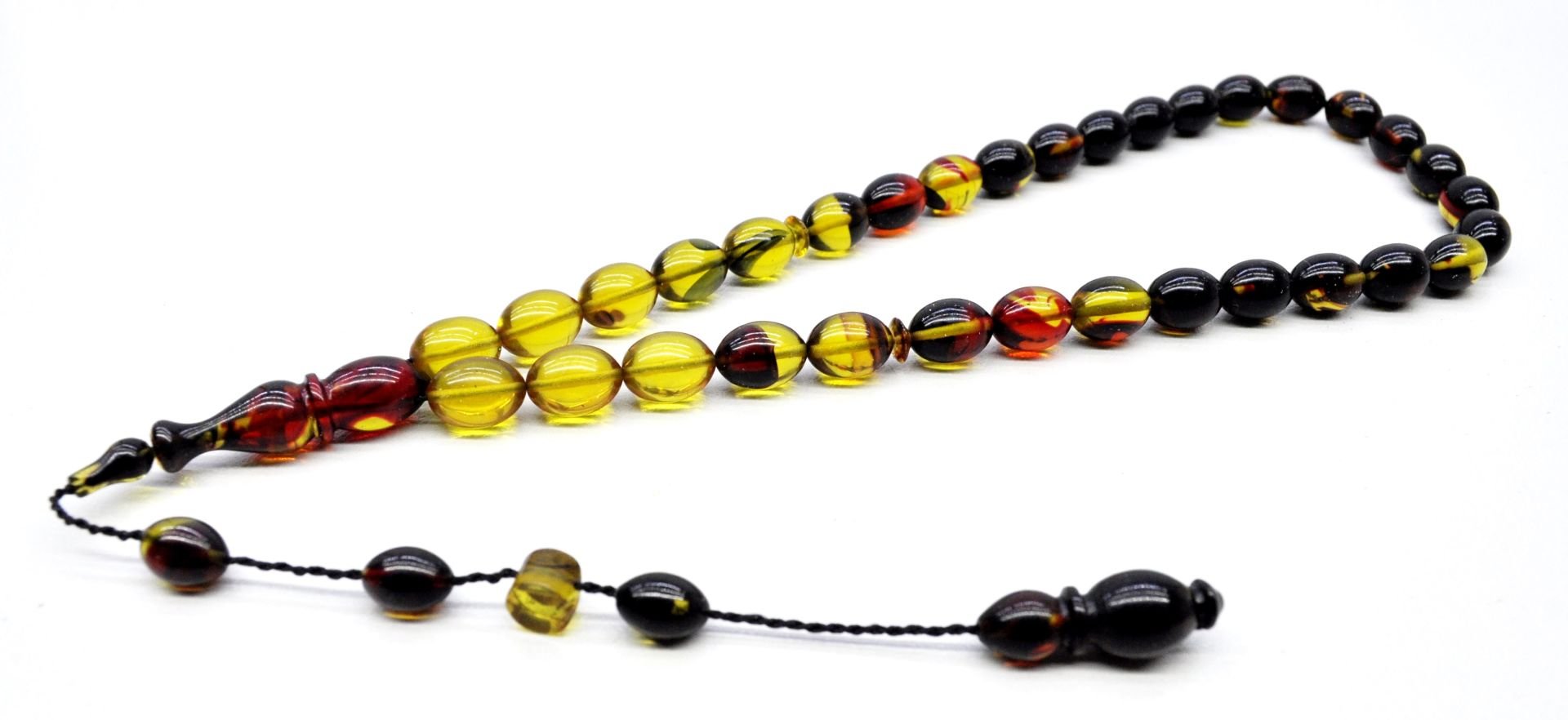 Ateş Kehribar Tesbih Beyzi Kesim 8*11 mm (khr-13007)
