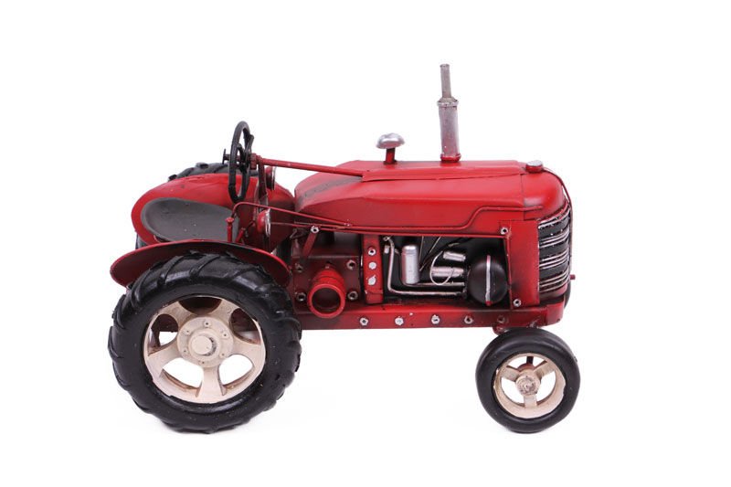 Dekoratif Metal Traktör   Kırmızı Renk 0604E-172