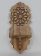 Otantik Çarşı Ahşap Oymalı Kavukluk Lambalık Raf  50x22x16 cm. Koyu Meşe Rengi