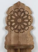 Otantik Çarşı Ahşap Oymalı Kavukluk Lambalık Raf  50x22x16 cm. Koyu Meşe Rengi