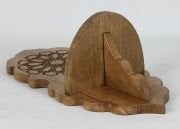 Otantik Çarşı Ahşap Oymalı Kavukluk Lambalık Raf  50x22x16 cm. Koyu Meşe Rengi